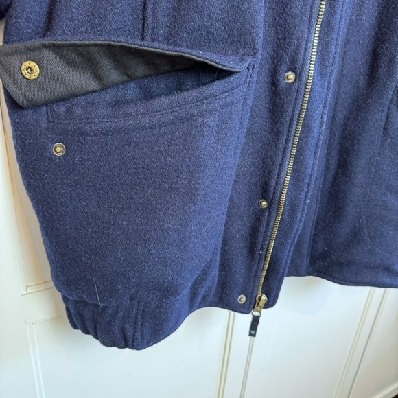 Woolrich Vintage Men’s Wool Navy Blue Bomber Jacket XLarge Warm Winter Coat - Picture 7 of 16